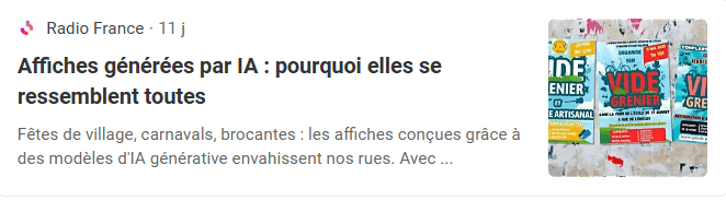 Radio France : « Affiches générées par IA : pourquoi elles se ressemblent toutes »